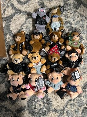 Harley-Davidson Brown and Black Plush Bear and Pig Collection